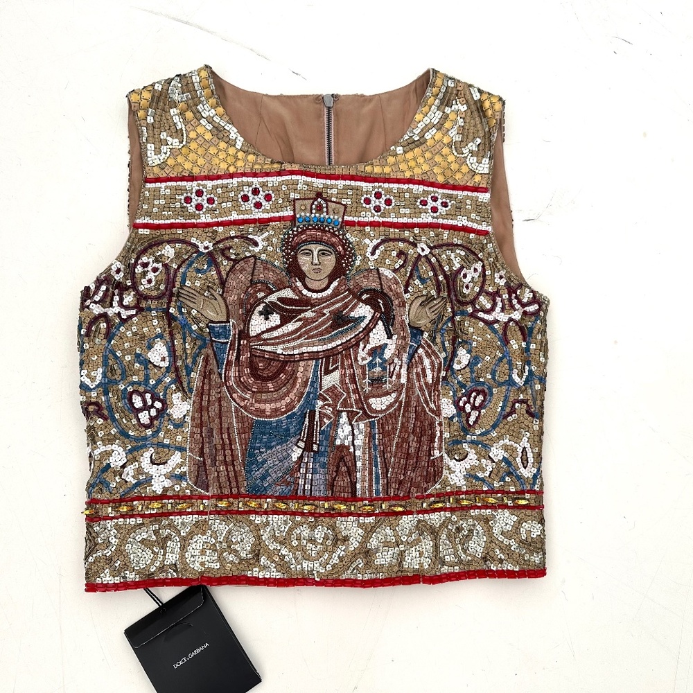 Dolce Gabbana sequined and jeweled runway byzantine top size S. NWT